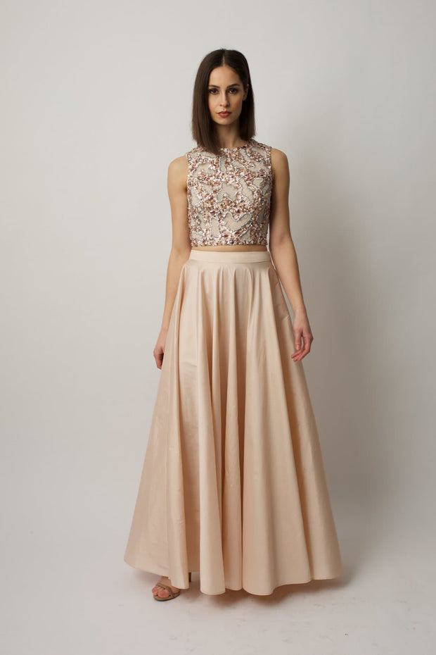 Blush Taffeta Maxi Skirt