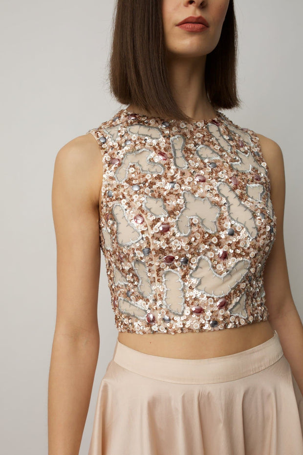 Blush Beaded Crop Top