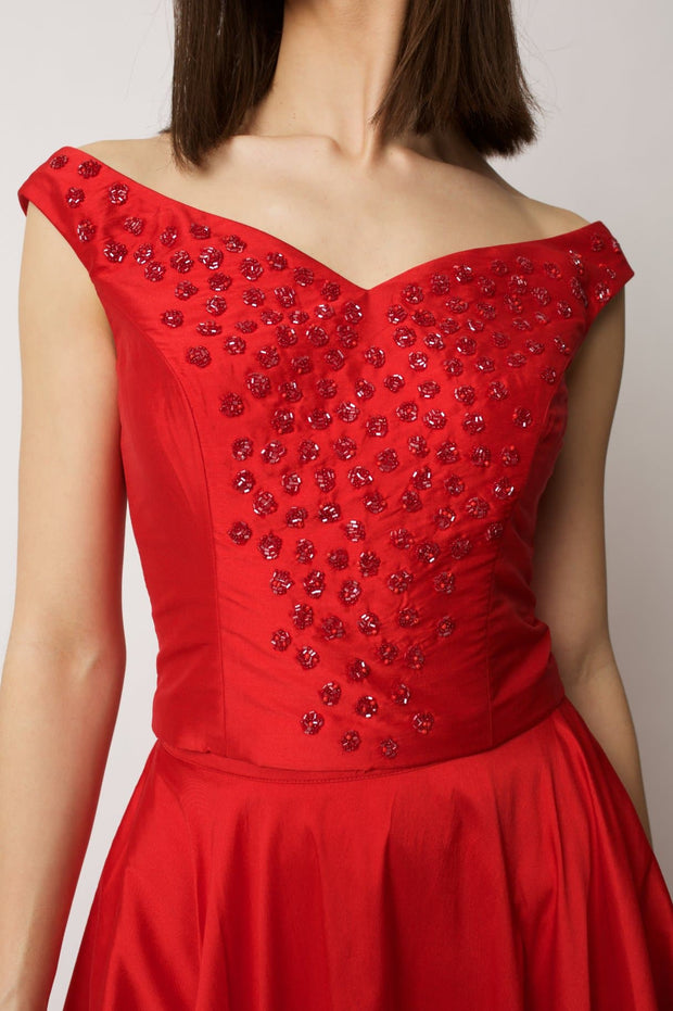 Red Taffeta Boned Bodice 