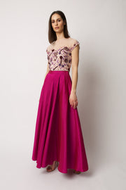 Fuchsia Taffeta Maxi Skirt