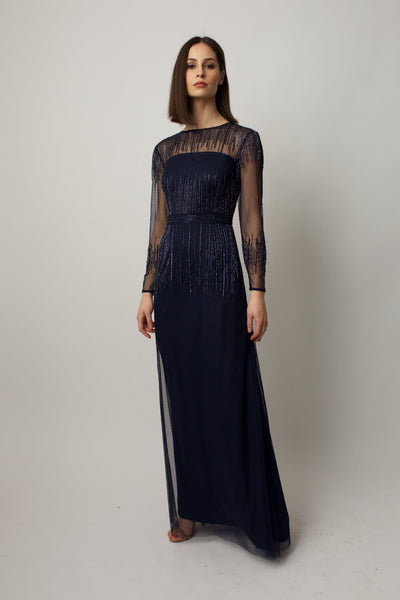 Navy Laurel Gown