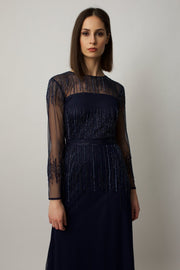 Navy Laurel Gown