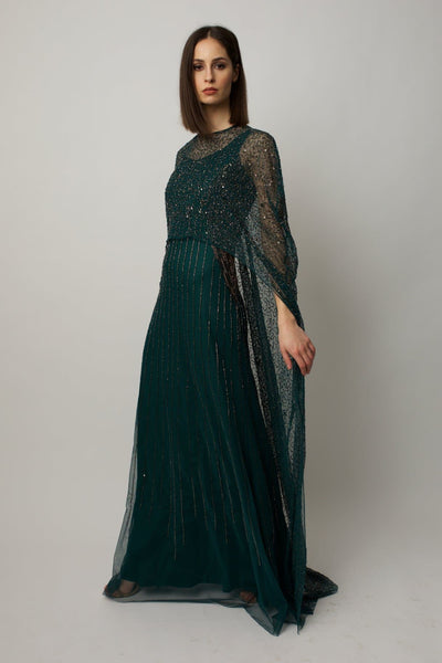 Green Melony Cape Gown