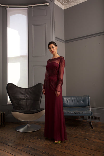 Burgundy Laurel Gown