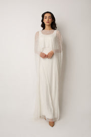 White Melony Cape Bridal Gown