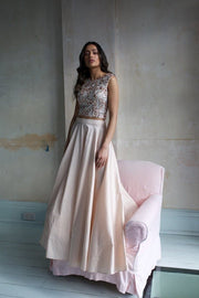 Blush Taffeta Maxi Skirt