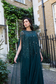 Green Emilia Cape Dress